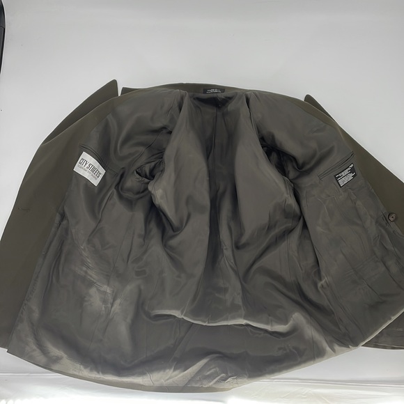 CITY STREETS 47S double breast business suit blazer olive green mens - Picture 5 of 5